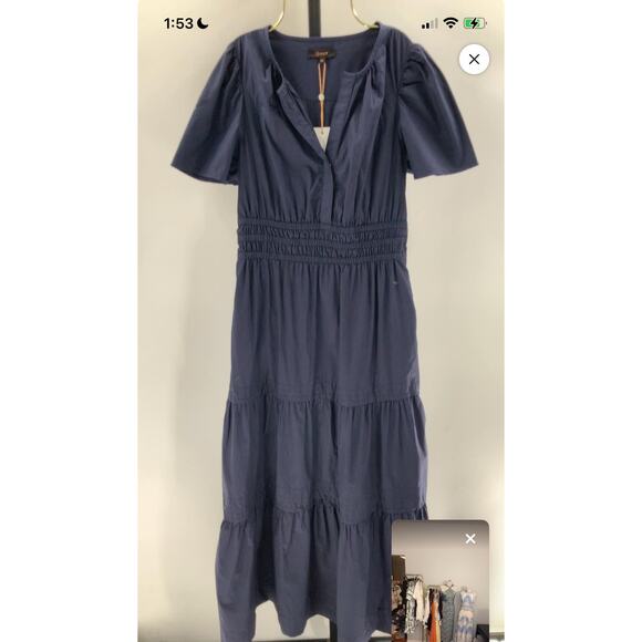Quince Dresses & Skirts - Quince Cotton Tiered Maxi Dress Navy XS